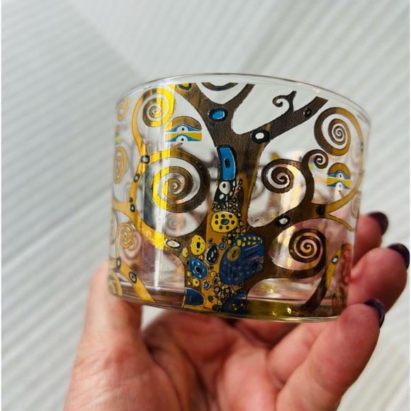 Gustav Klimt Fine Painted Wine Glasses X2 - Picture 2 of 5